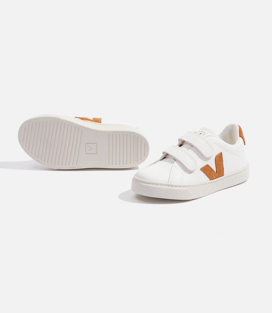 Kids\' Veja Chromefree Leather Camel Esplar White Brown | AUSWC73494