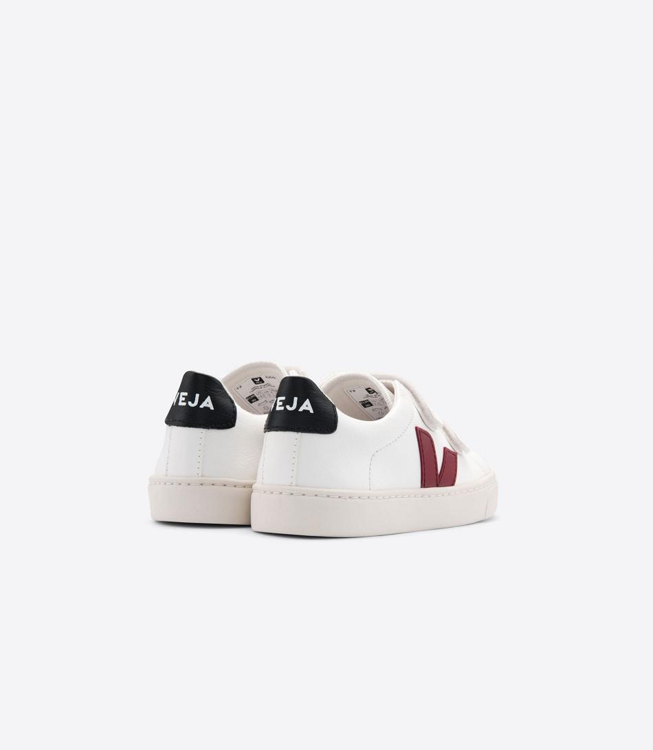 Kids\' Veja Chromefree Leather Marsala Esplar White Black | QUSWA78818