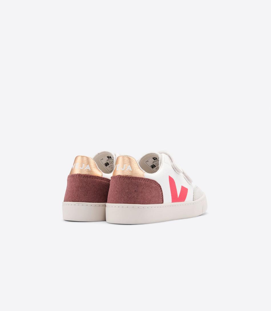 Kids\' Veja Chromefree Leather Multico Dried Petal V-12 White | USZPD20374