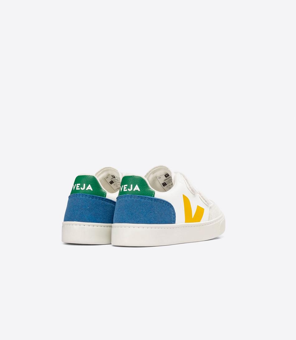 Kids\' Veja Chromefree Leather Multico V-12 White Indigo | USIIZ68095