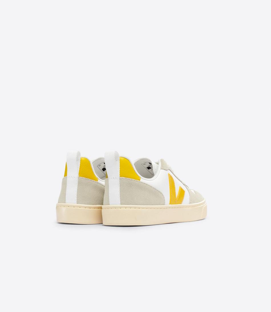 Kids\' Veja Chromefree Leather Ouro Almond V-10 White | USZPD65552