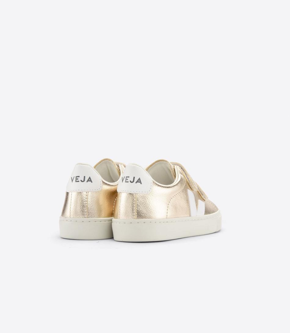 Kids\' Veja Chromefree Leather Platine Esplar White | UUSND84932