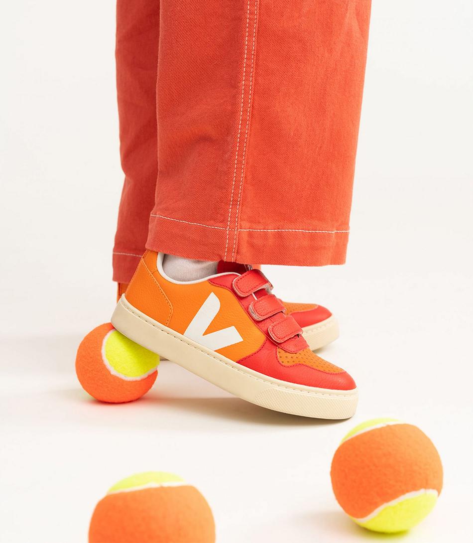 Kids\' Veja Chromefree Leather Tao Orange V-10 Orange | SUSNY81946