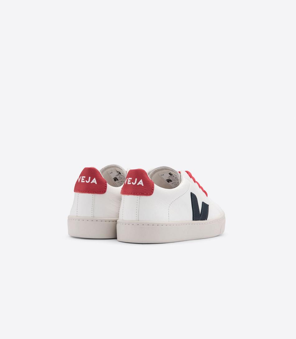 Kids\' Veja Laces Chromefree Leather Nautico Pekin Esplar White | USDFL85310