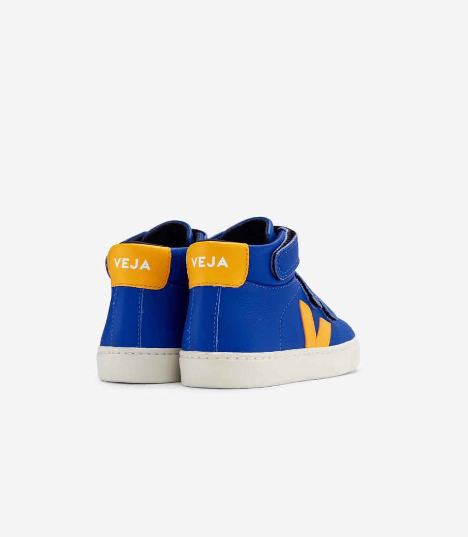 Kids\' Veja Mid Chromefree Leather Paros Ouro Esplar Blue | SUSVO41546