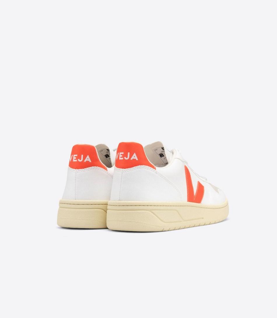 Men\'s Veja Cwl Fluo V-10 White Orange | QUSUV86659