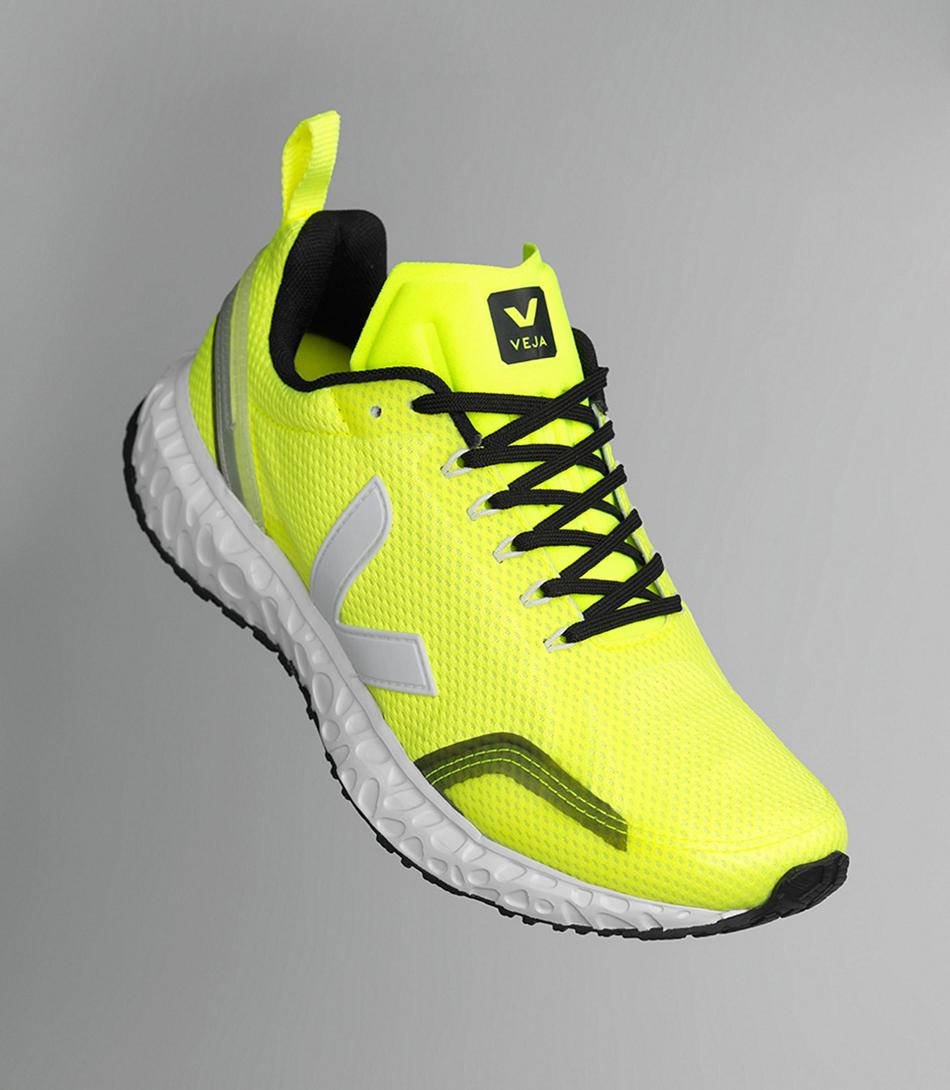 Outlet Veja Condor Mesh Jaune Fluo Adults White | USJKU80164