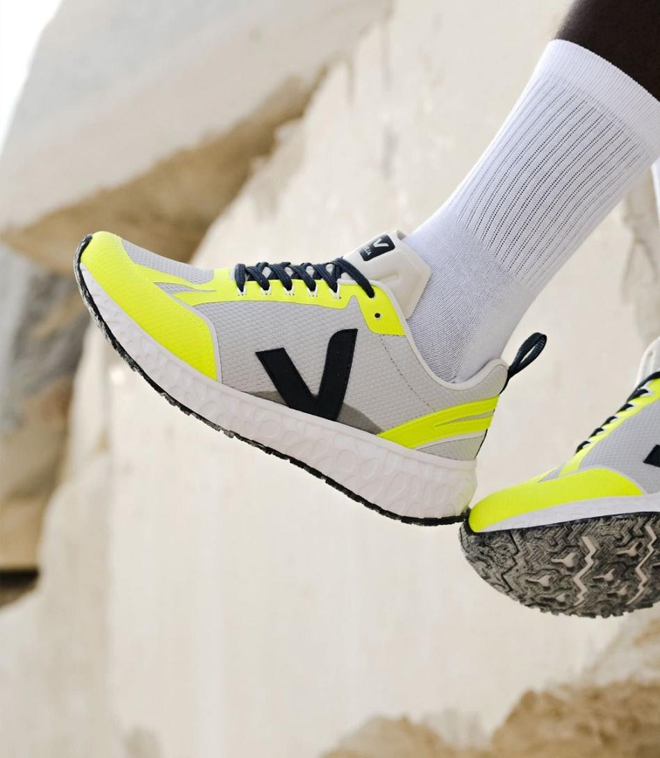 Outlet Veja Condor Mesh Light Jaune Fluo Adults Light Grey | USICD49758