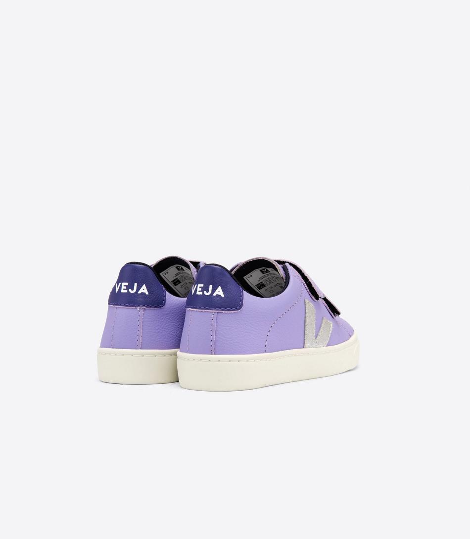 Outlet Veja Esplar Chromefree Leather Lavande Kids Silver Purple | USNEJ25373