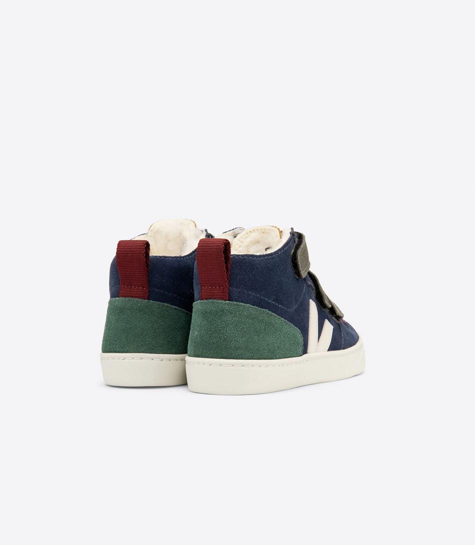 Outlet Veja V-10 Mid Fured Suede Multico Nautico Cyprus Kids Indigo | USDYB50720