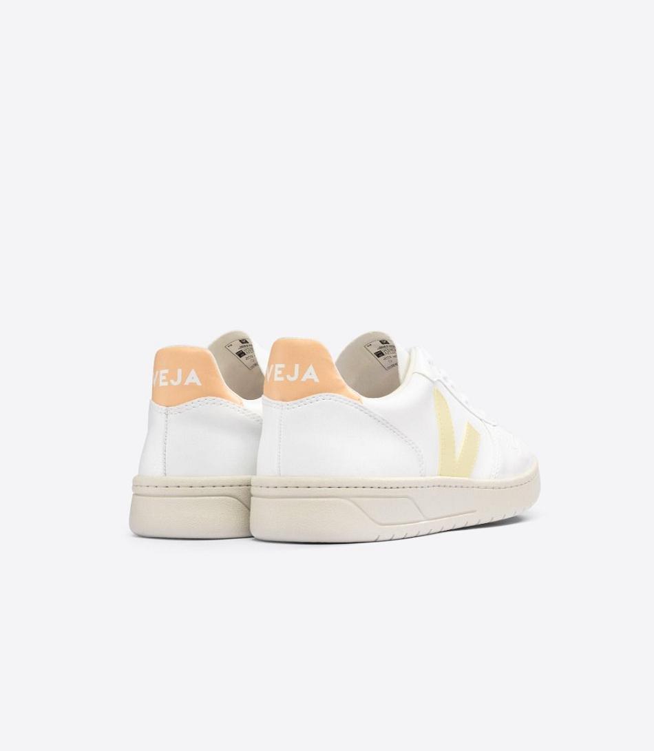 Vegan Veja V-10 Cwl Sun Peach Adults White Orange Coral | LUSTR74546