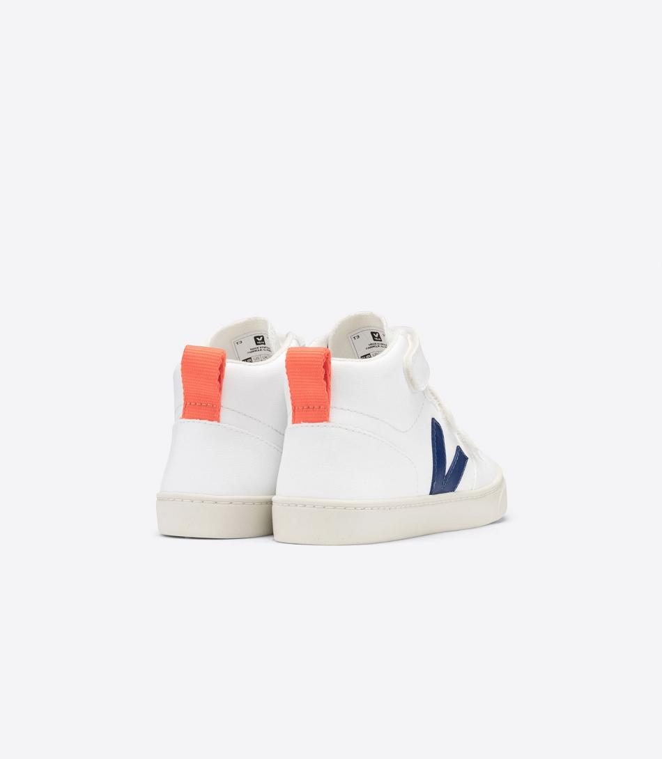 Vegan Veja V-10 Mid Cwl Cobalt Orange Fluo Kids White | USJBT53118