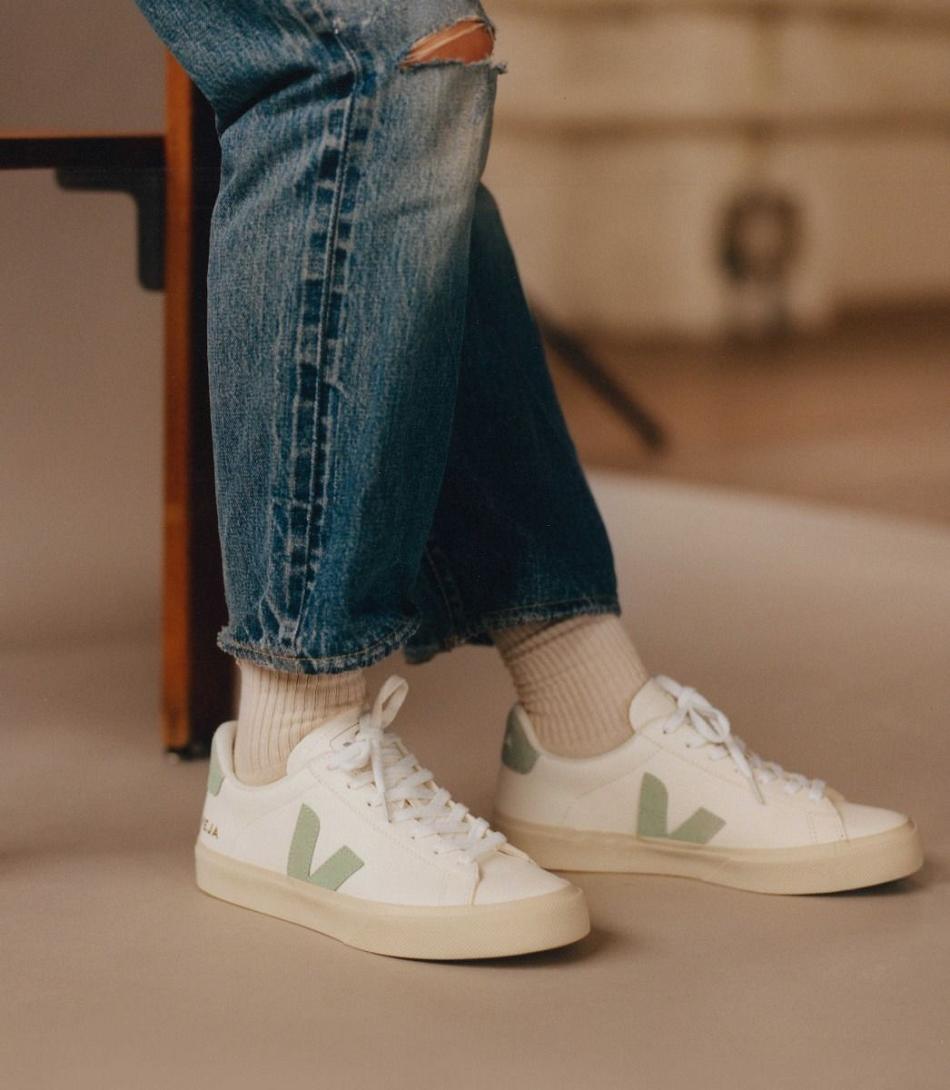 Women\'s Veja Chromefree Leather Matcha Campo White | USEAH77408