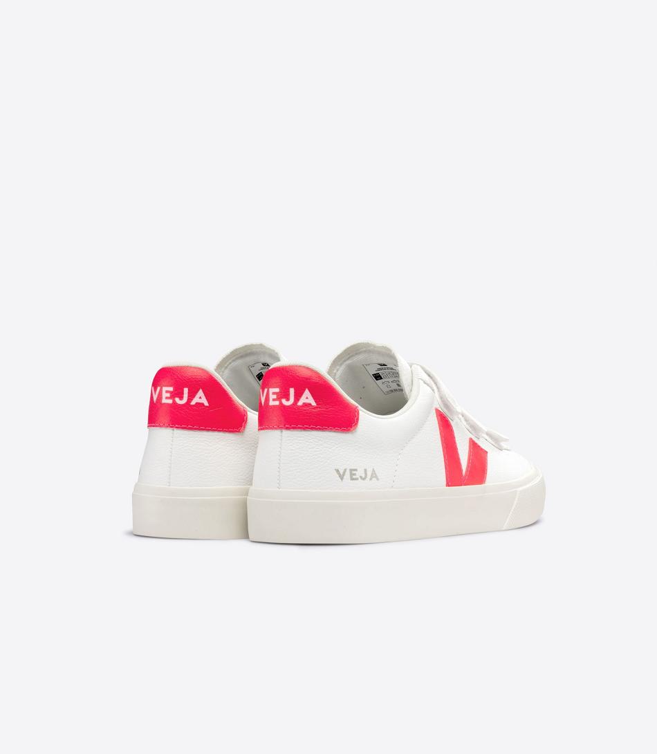 Women\'s Veja Chromefree Leather Rose Fluo Recife White Rose | USZPD13056