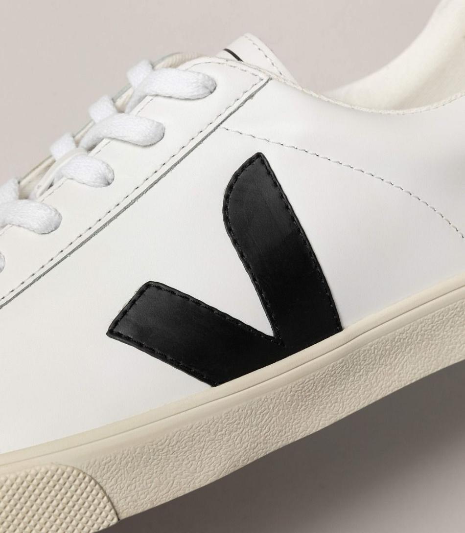 Women\'s Veja Leather Esplar White Black | USNZX33289