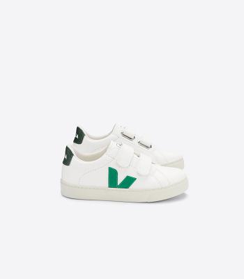 Kids' Veja Chromefree Leather Emeraude Cyprus Esplar White | UUSND85792