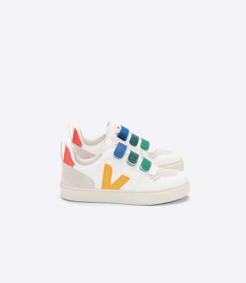 Kids' Veja Chromefree Leather Multico Ouro V-10 White | USNZX99261