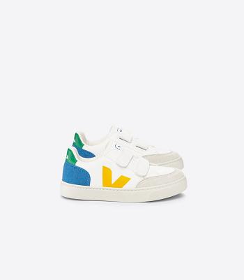 Kids' Veja Chromefree Leather Multico V-12 White Indigo | USIIZ68095