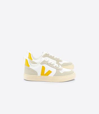 Kids' Veja Chromefree Leather Ouro Almond V-10 White | USZPD65552