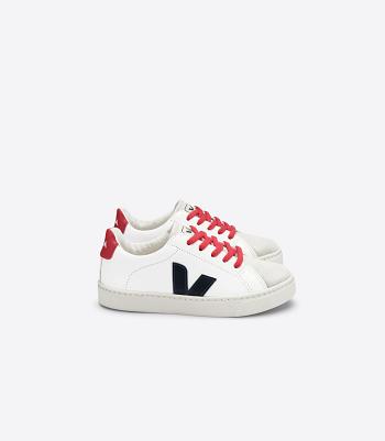 Kids' Veja Laces Chromefree Leather Nautico Pekin Esplar White | USDFL85310