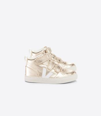 Kids' Veja Mid Chromefree Leather Platine V-10 White | TUSPQ90001