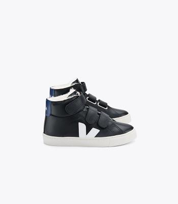 Kids' Veja Mid Fured Leather Cobalt Esplar Black Deep Blue | BUSSD39826