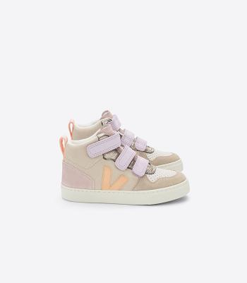 Kids' Veja Mid Suede Multico Almond Peach V-10 Coral | USICD88079