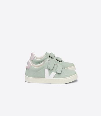 Kids' Veja Nubuck Matcha Esplar White | BUSSD77605