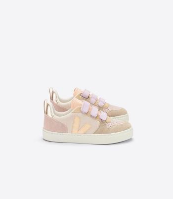 Kids' Veja Suede Multico Sable V-10 White Beige | QUSWA68080