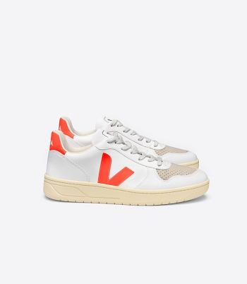 Men's Veja Cwl Fluo V-10 White Orange | QUSUV86659