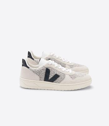 Men's Veja Flannel Snow V-10 White Black | USJZR20723