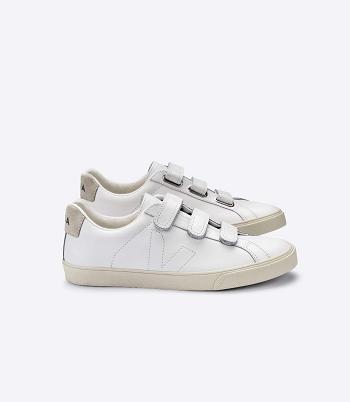 Outlet Veja 3-lock Leather Adults White | USQCS74204