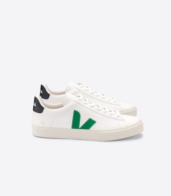 Outlet Veja Campo Chromefree Leather Emeraude Adults White Black | BUSSD29610