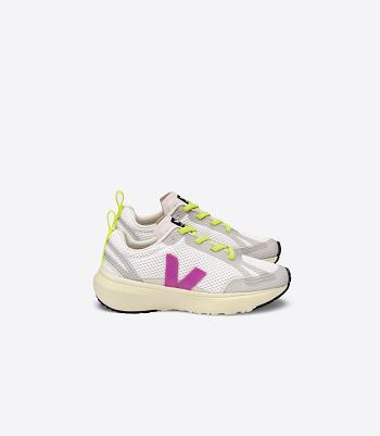 Outlet Veja Canary Elastic Laces Ultraviolet Kids White | USEAH93243