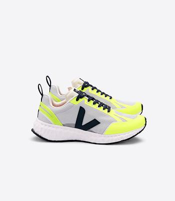 Outlet Veja Condor Mesh Light Jaune Fluo Adults Light Grey | USICD49758