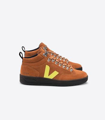 Outlet Veja Roraima Bastille Suede Tuile Jaune Fluo Adults Brown | LUSSX42881