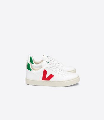 Outlet Veja V-10 Laces Cwl Pekin Emeraude Kids White | USICD66855