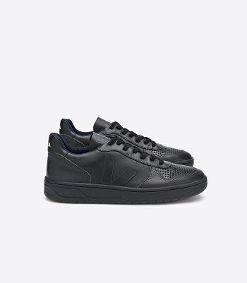 Outlet Veja V-10 Leather Adults Black | USNEJ20738