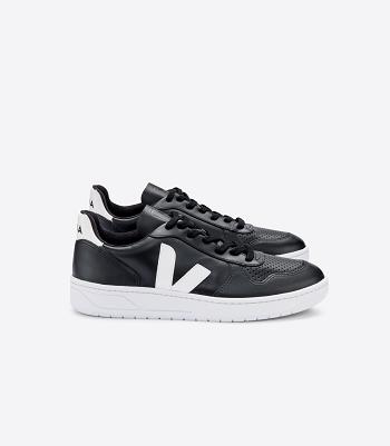 Outlet Veja V-10 Leather Sole Adults Black White | EUSHC30696