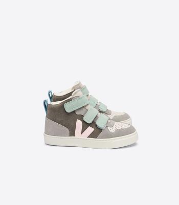 Outlet Veja V-10 Mid Fured Suede Multico Moonrock Kids Grey | ZUSMJ52155