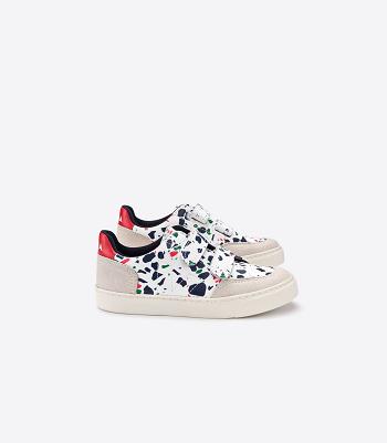 Outlet Veja V-12 Leather Terrazzo Pekin Kids White | USNEJ92758