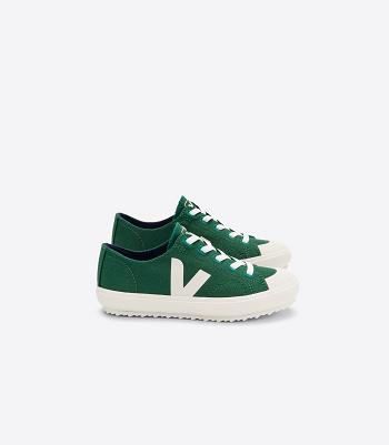 Vegan Veja Flip Elastic Laces Canvas Poker Pierre Kids Green | EUSHC27398