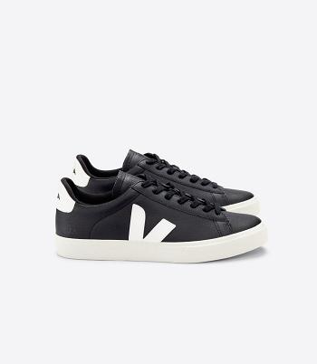 Women's Veja Chromefree Leather Campo Black White | YUSGT89471