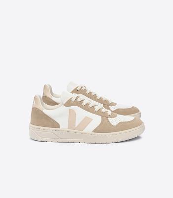 Women's Veja Chromefree Leather Sable Sahara V-10 White | QUSWA25641