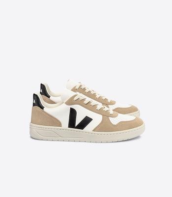 Women's Veja Chromefree Leather Sahara V-10 White Black | FUSHY82383