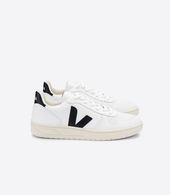 Women's Veja Leather V-10 White Black | AUSWC41015