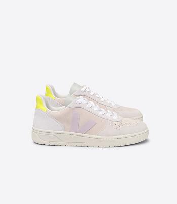 Women's Veja Suede Multico Sable Parme V-10 White | MUSHR91406